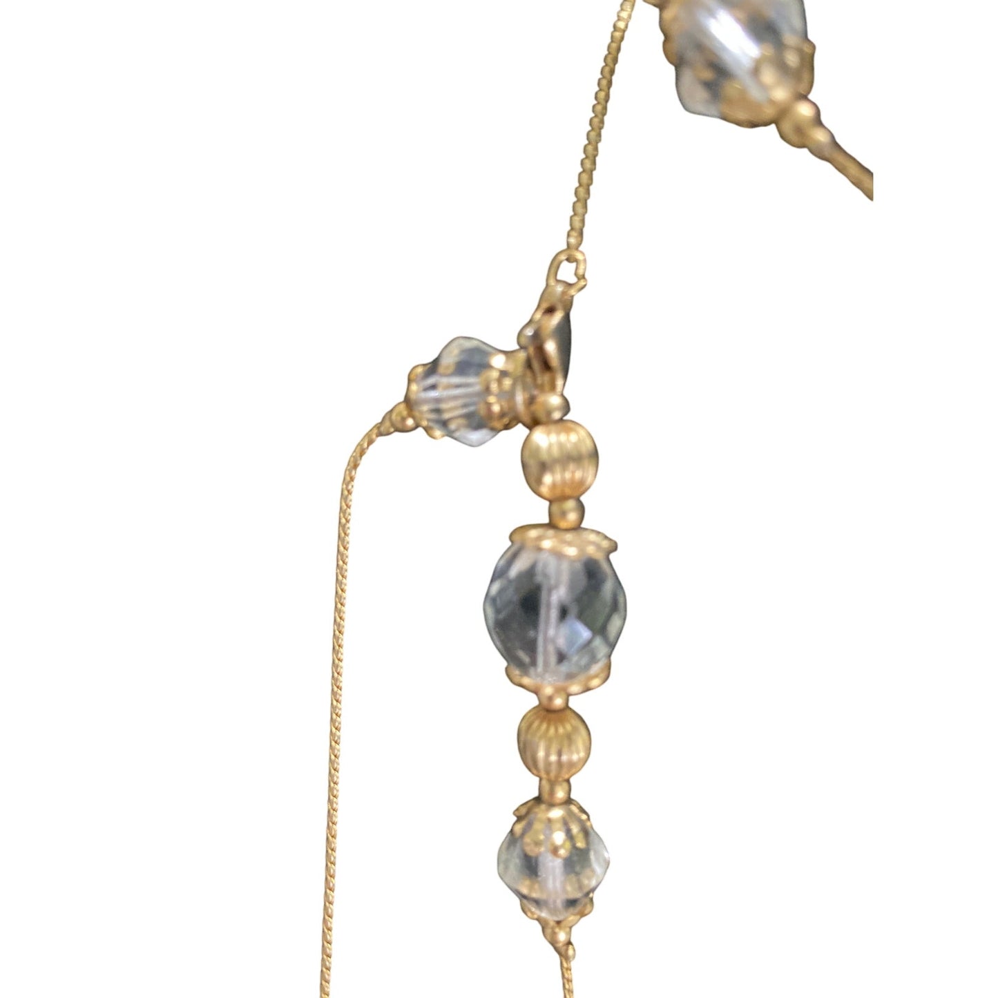 Vintage Gold and Crystal Beaded Necklace 47' long adjustable