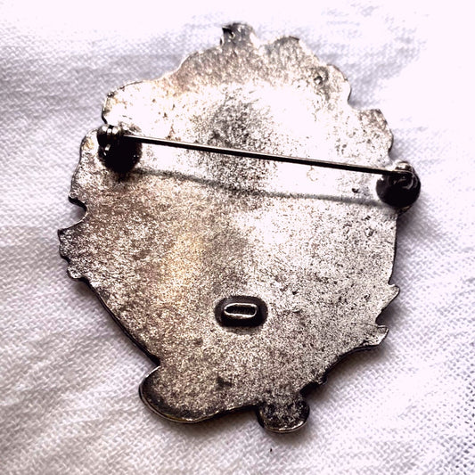 Anique silver Art Nouveau Lady Brooch Vintage Repousse Cameo pin