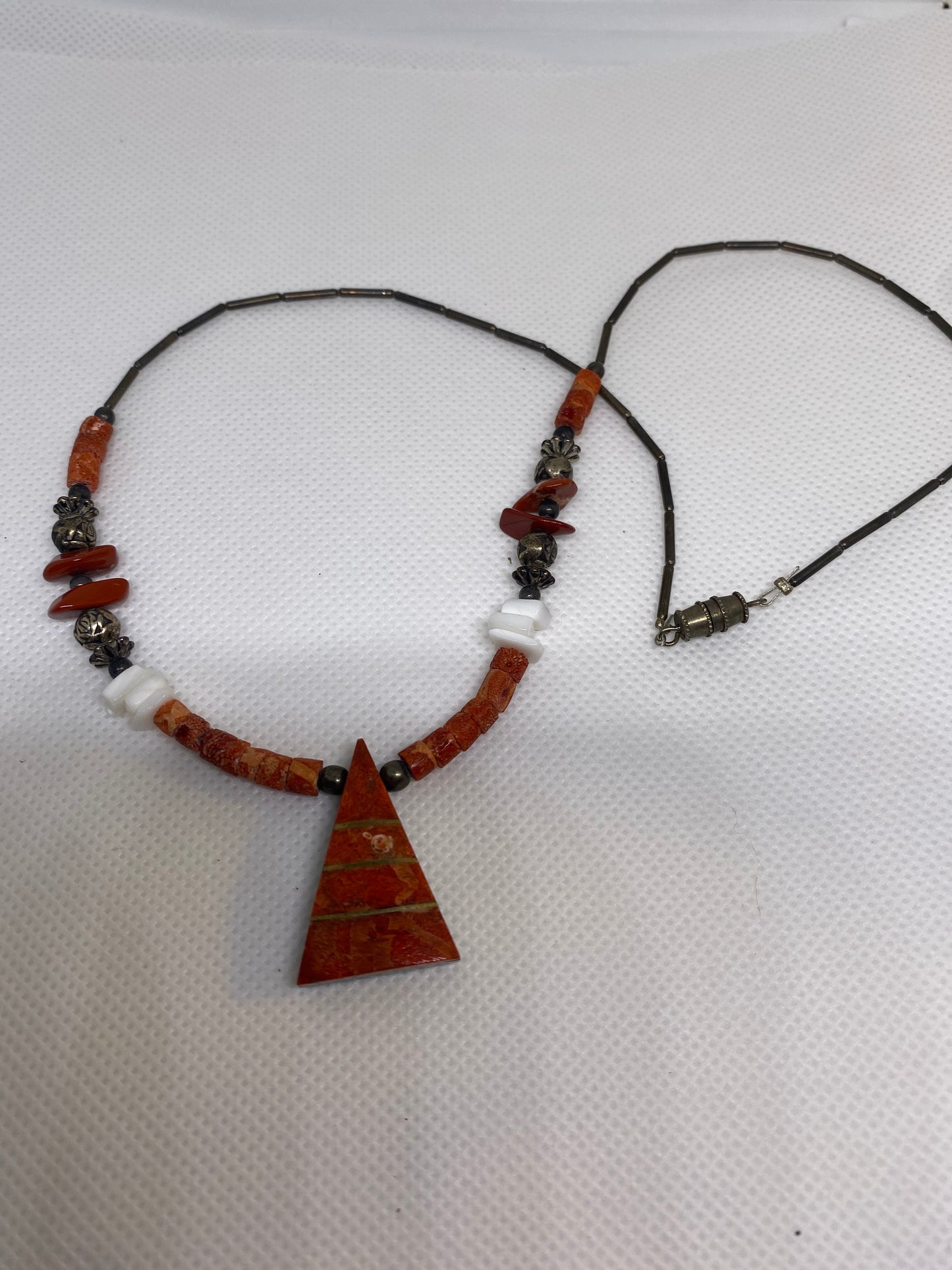 Sponge Coral pen shell Heishi necklace