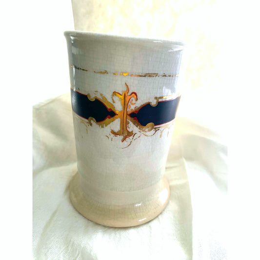 Vintage shaving set mug and cup gold gilt abd Navy blue design cica 1920