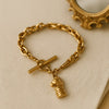 Vintage Gold chain Bracelet with knight Chess Piece charm retro toggle clasp