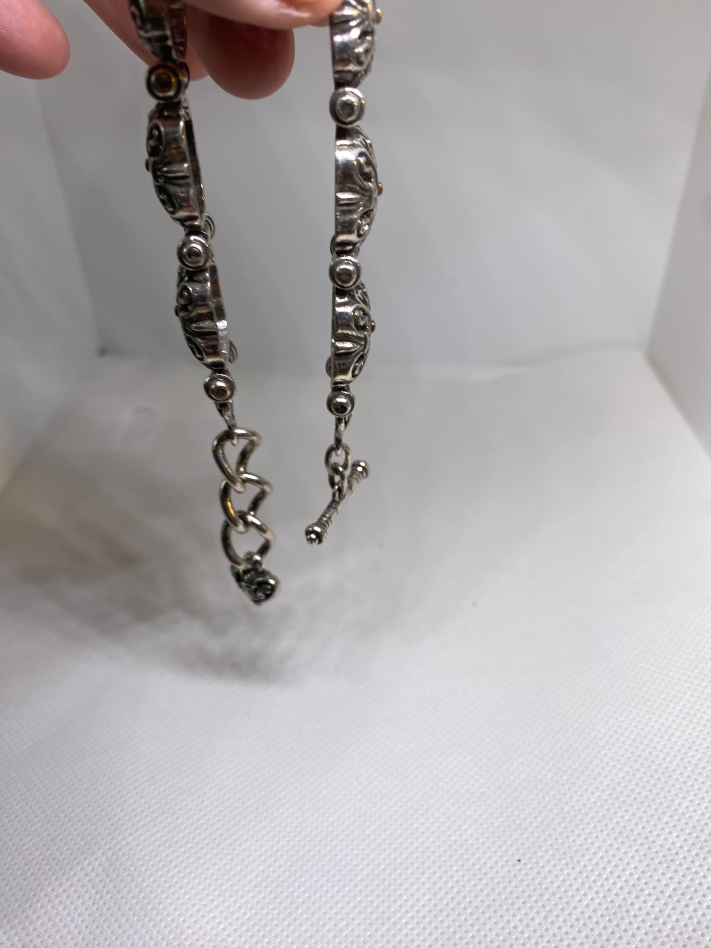 Brighton sliver hollow square medallion link bracelet