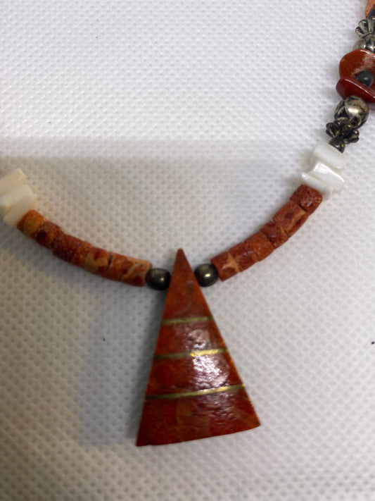 Sponge Coral pen shell Heishi necklace