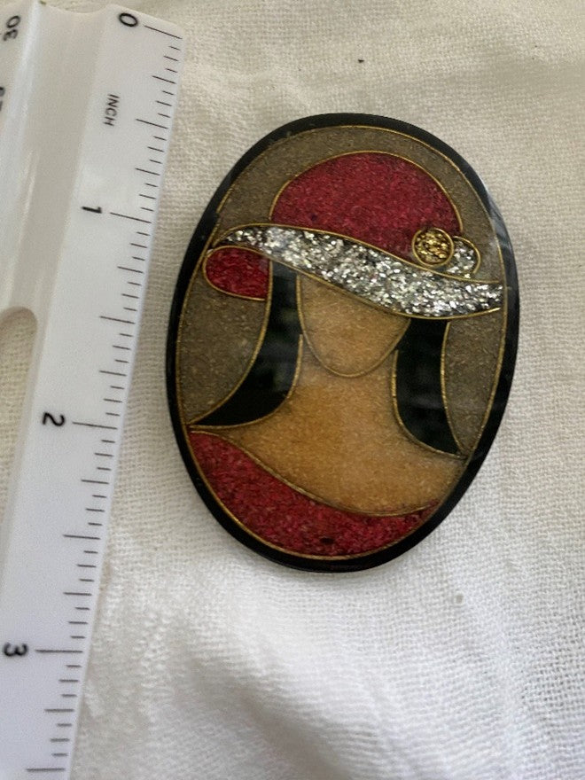 Abstract lady Cameo brooch
