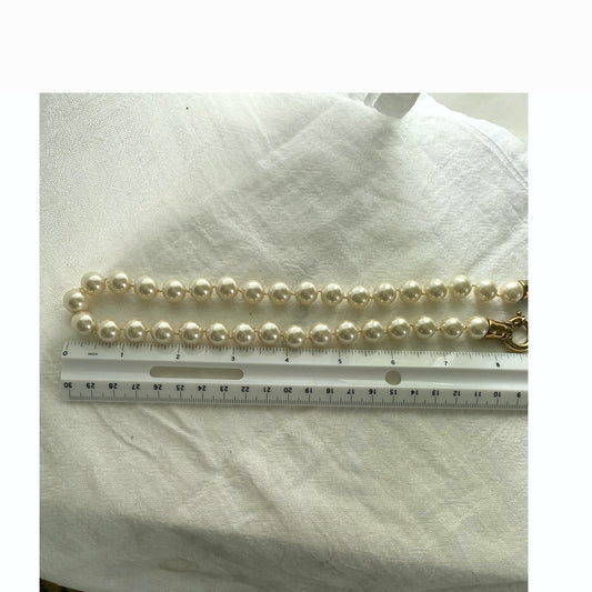 Vintage Peral Necklace with Gold Spring Ring Clasp 18-inch single strand Faux