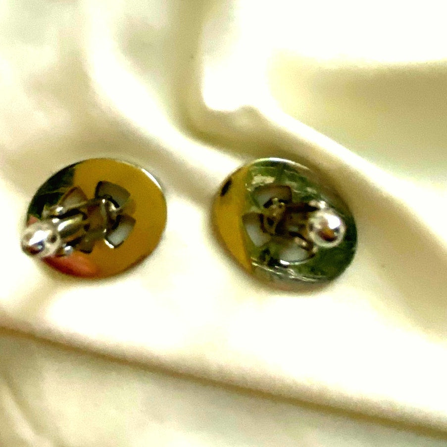 Vintage Compass Rose Cufflinks Nautical silver tone men Jewelry Retro Oval