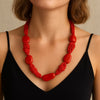 Genuine Salmon red Coral necklace hand knotted Beads and natural coral stones