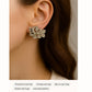 VTG Floral rhinestone clip on Earrings elegant 1950 Silver tone costume jewelry