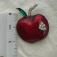 Vintage Red Enamel Apple Forbidden Fruit Rhinestone brooch pin teacher