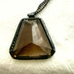 Smoky quartz, geometric pendant, necklace, gun metal chain, faceted jewelry
