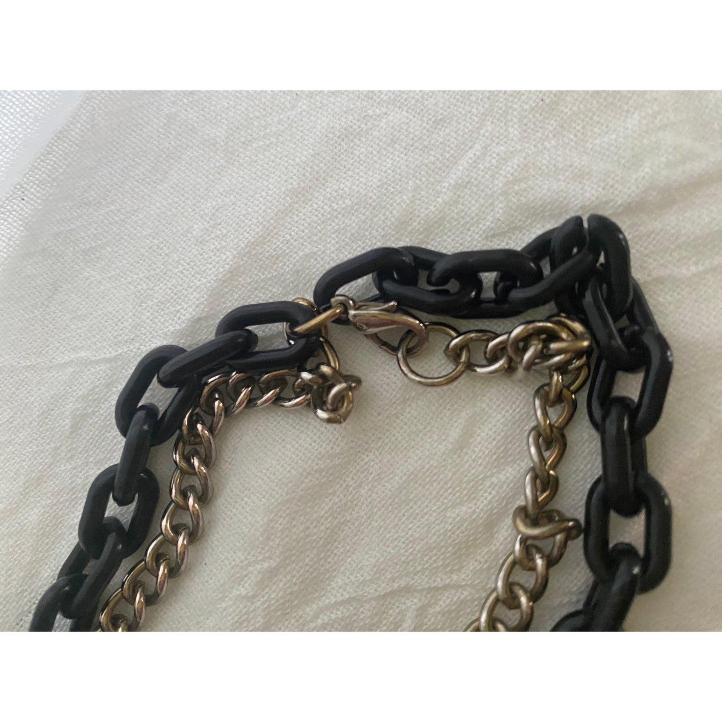 Chunky Black and Gold chain statement Necklace layered Vtg style Punk chocker