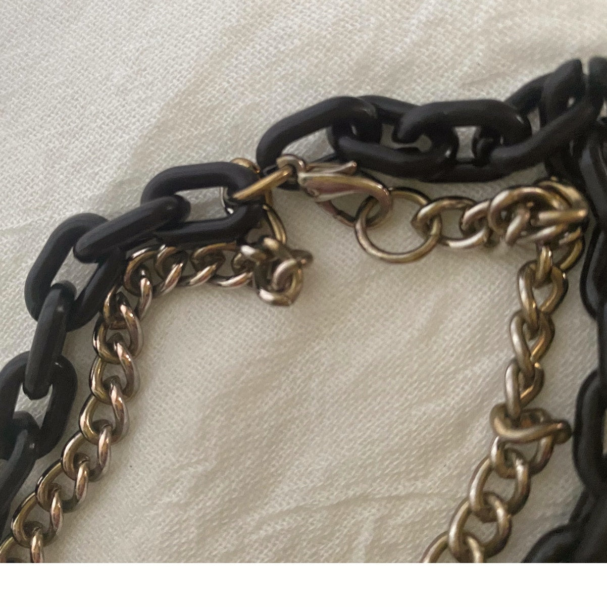 Chunky Black and Gold chain statement Necklace layered Vtg style Punk chocker