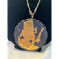 Large Vintage Egyptian Goddess Pendent Necklace-gold black medallion