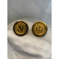 Vintage Gold Crest Button clip on Earrings-Heraldic Design, 1980's Statement jewerly