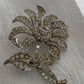 Vintage COGOFF Rhinestone Flower Brooch Silver tone midcentury Collectable Gift