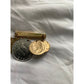 Coin Charm Brooch Gold tone bar with New Zealand 1964 Coin and Queen Elizabeth the second