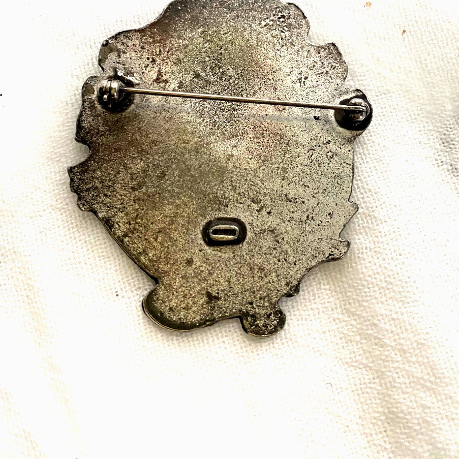 Anique silver Art Nouveau Lady Brooch Vintage Repousse Cameo pin