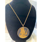 Large Vintage Egyptian Goddess Pendent Necklace-gold black medallion