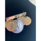 Coin Charm Brooch Gold tone bar with New Zealand 1964 Coin and Queen Elizabeth the second