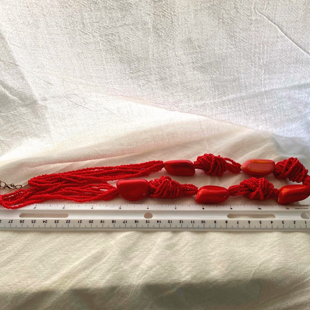 Genuine Salmon red Coral necklace hand knotted Beads and natural coral stones