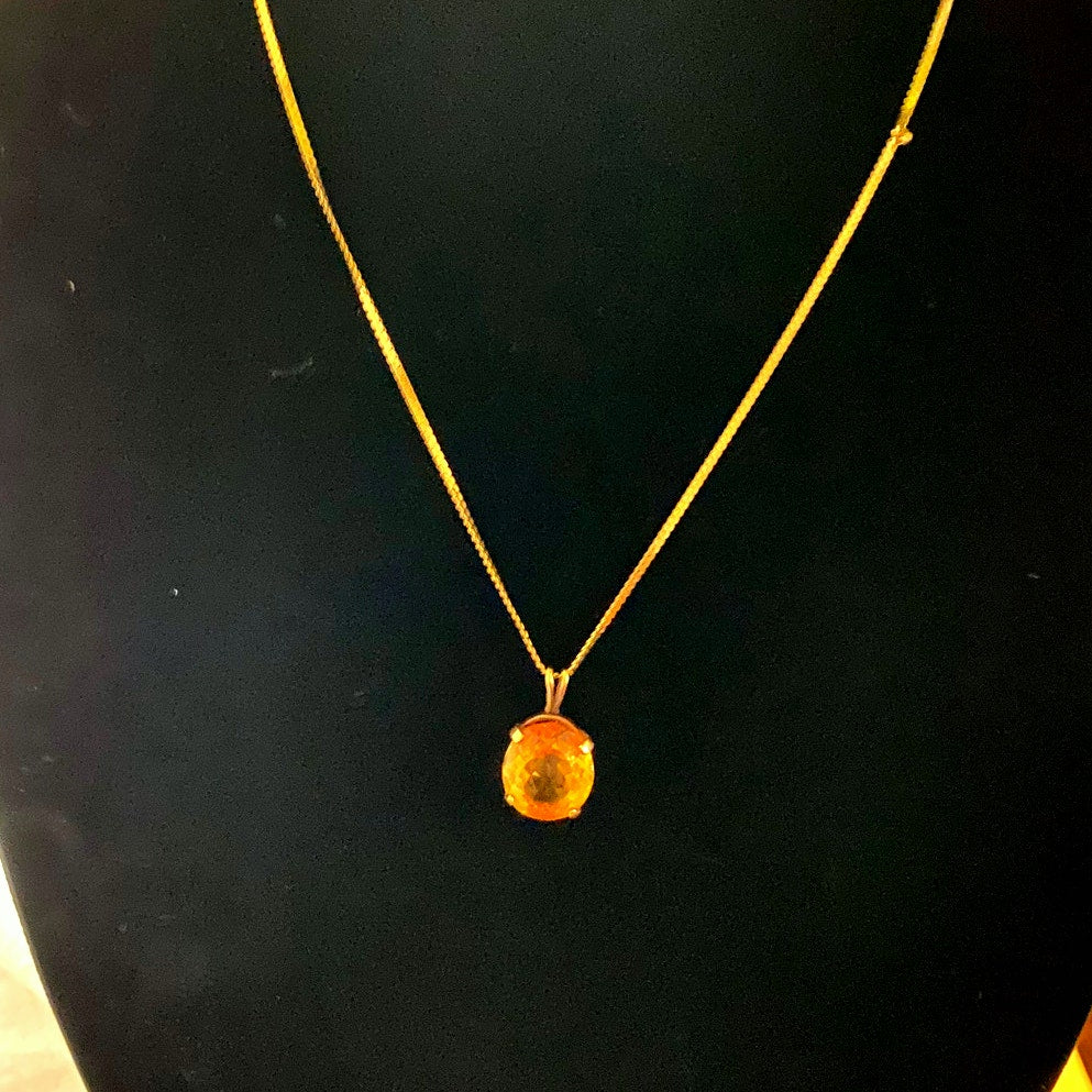 Gold Citrine Pendent Necklace November Birthstone Jewerly gift