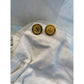 Vintage Gold Crest Button clip on Earrings-Heraldic Design, 1980's Statement jewerly