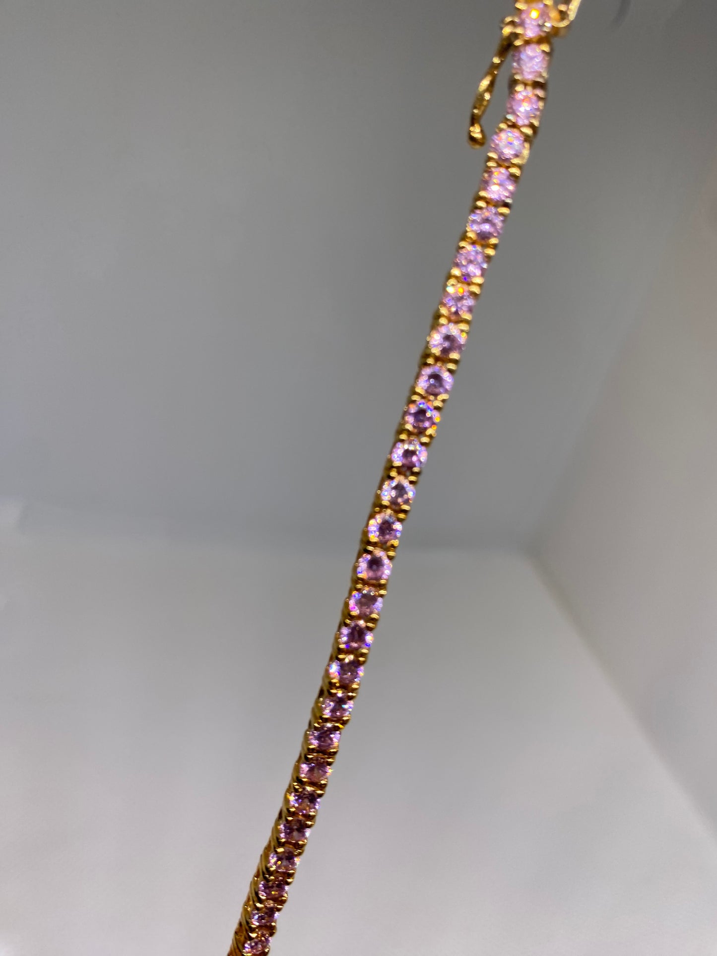 Joan Rivers Pink swarovski crystal Tennis bracelet women’s gold tone rhinestones