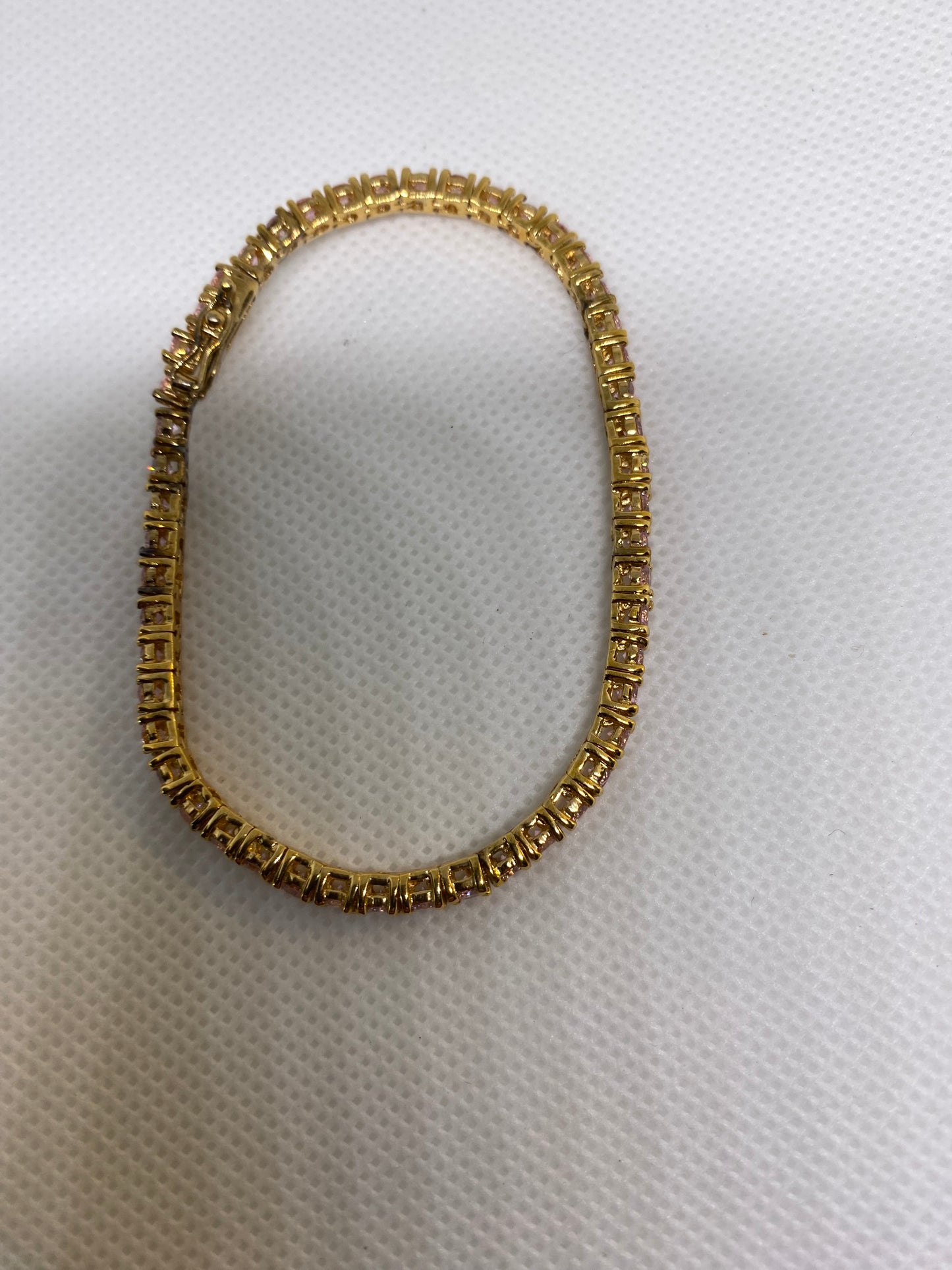 Joan Rivers Pink swarovski crystal Tennis bracelet women’s gold tone rhinestones