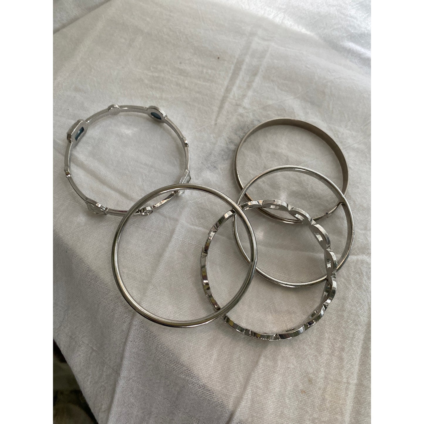 silver tone Bangle Bracelet set Vintage Mixed styles Stackable Jewerly