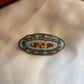 Italian Micro Mosaic brooch floral tiles Oval shaped gold plated metal Vintahe1940