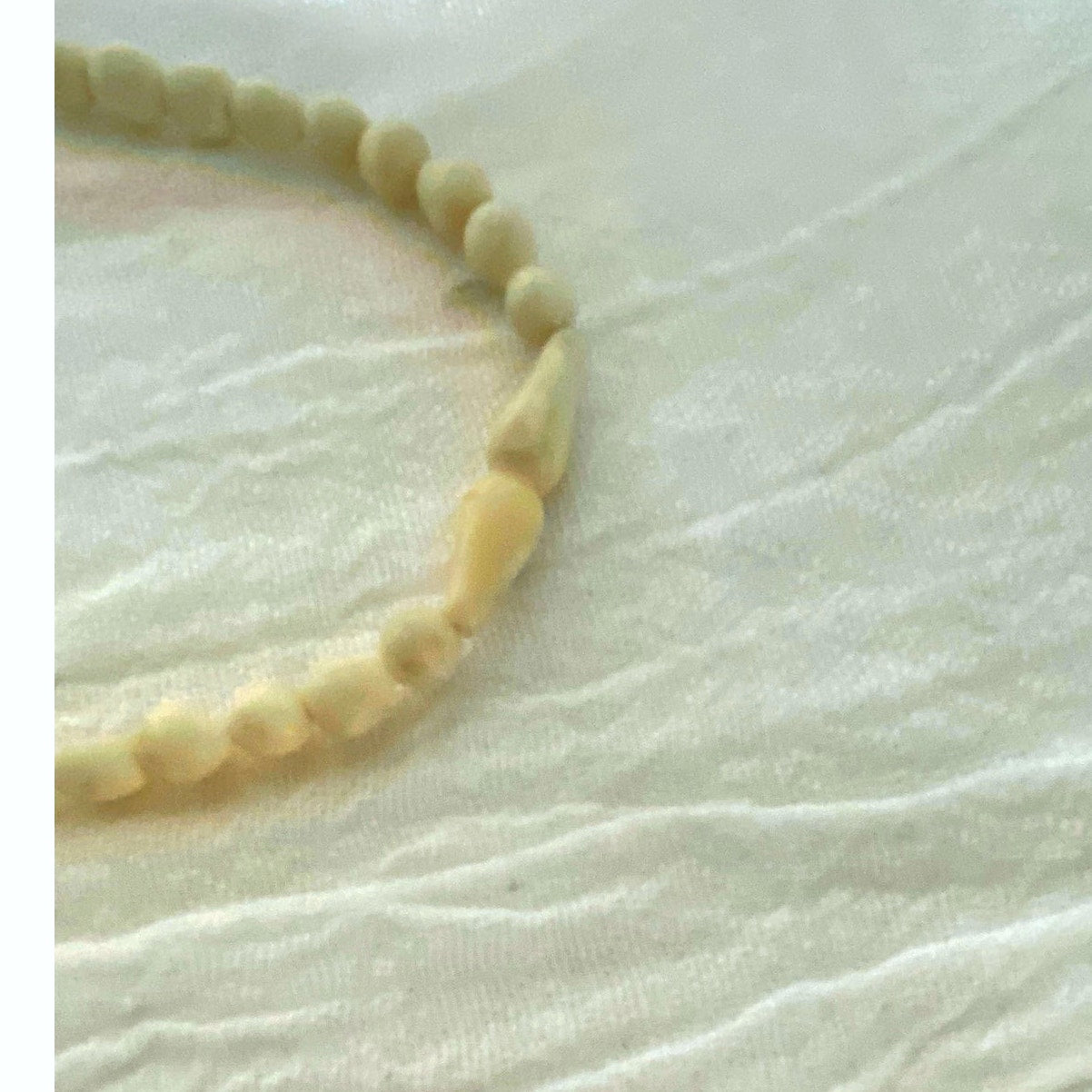 1920 Carved Scarab Necklace Egyptian Revival Cream Beads made from Lucite Rare