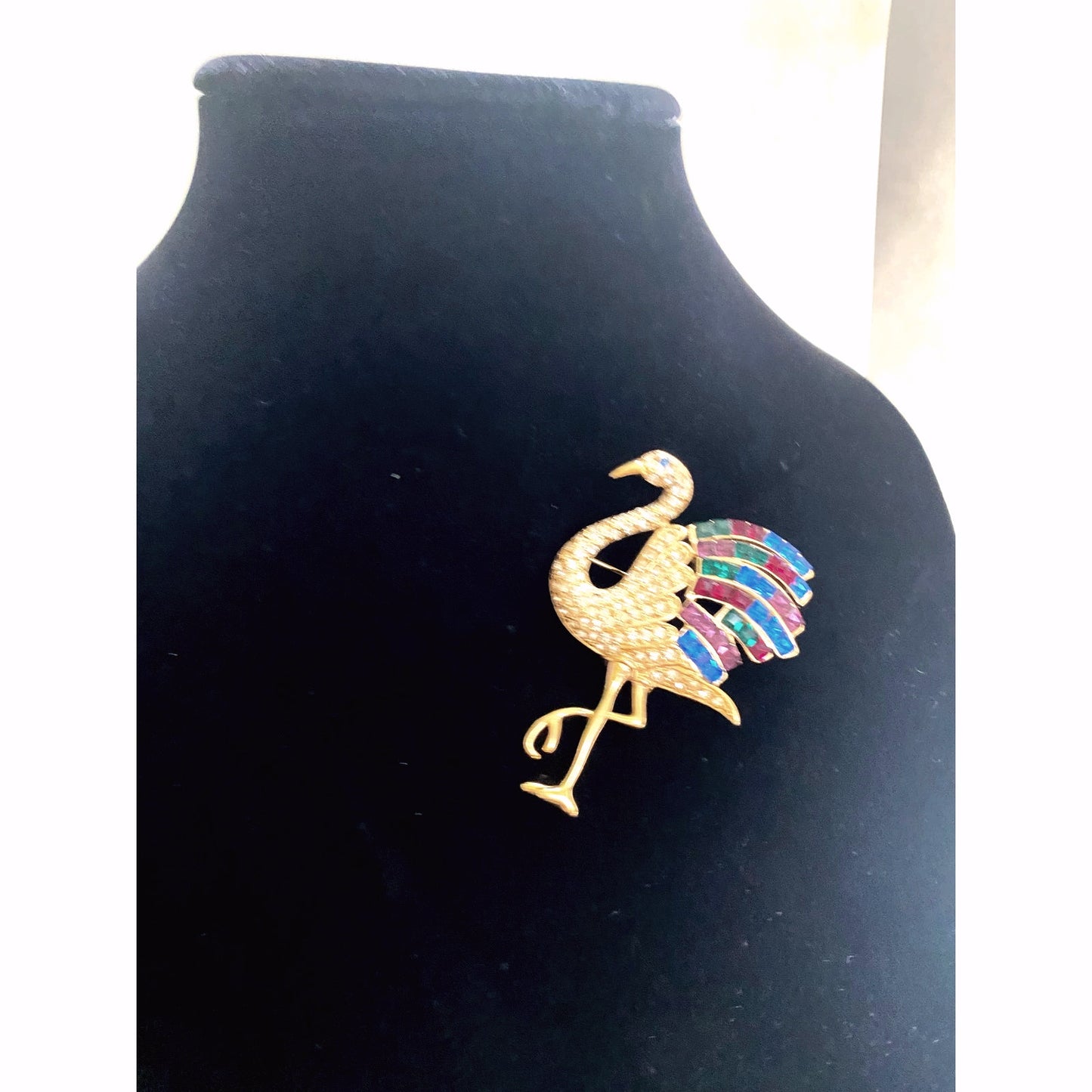 Vintage Gorgio Flamingo brooch, vintage Rhinestone pin
