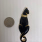 Trafari Black cat brooch Gold Plated black enamel rhinestones