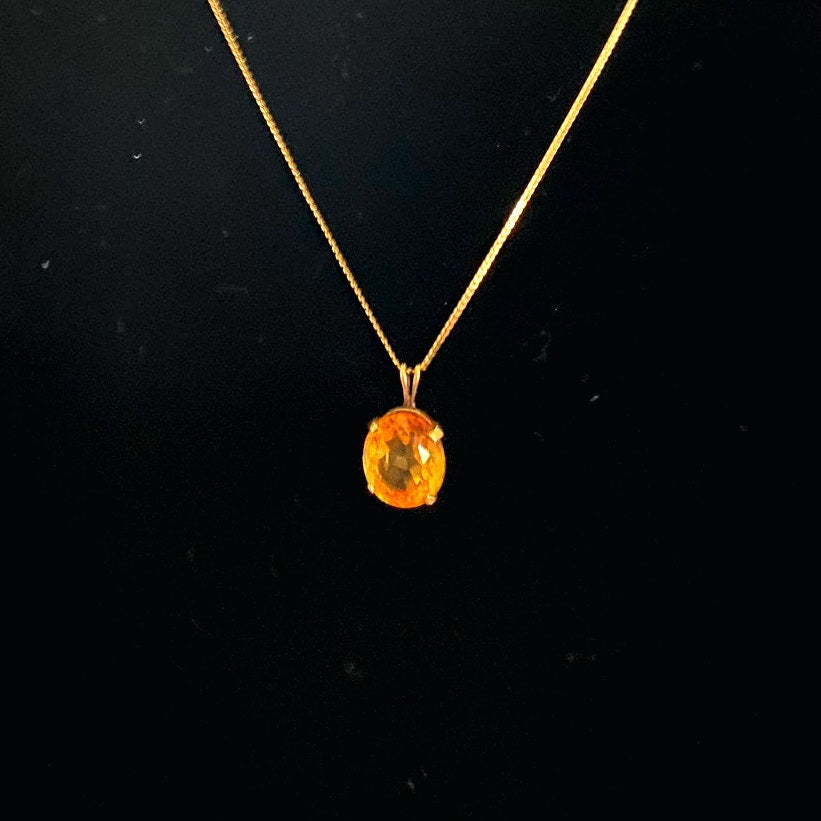 Gold Citrine Pendent Necklace November Birthstone Jewerly gift