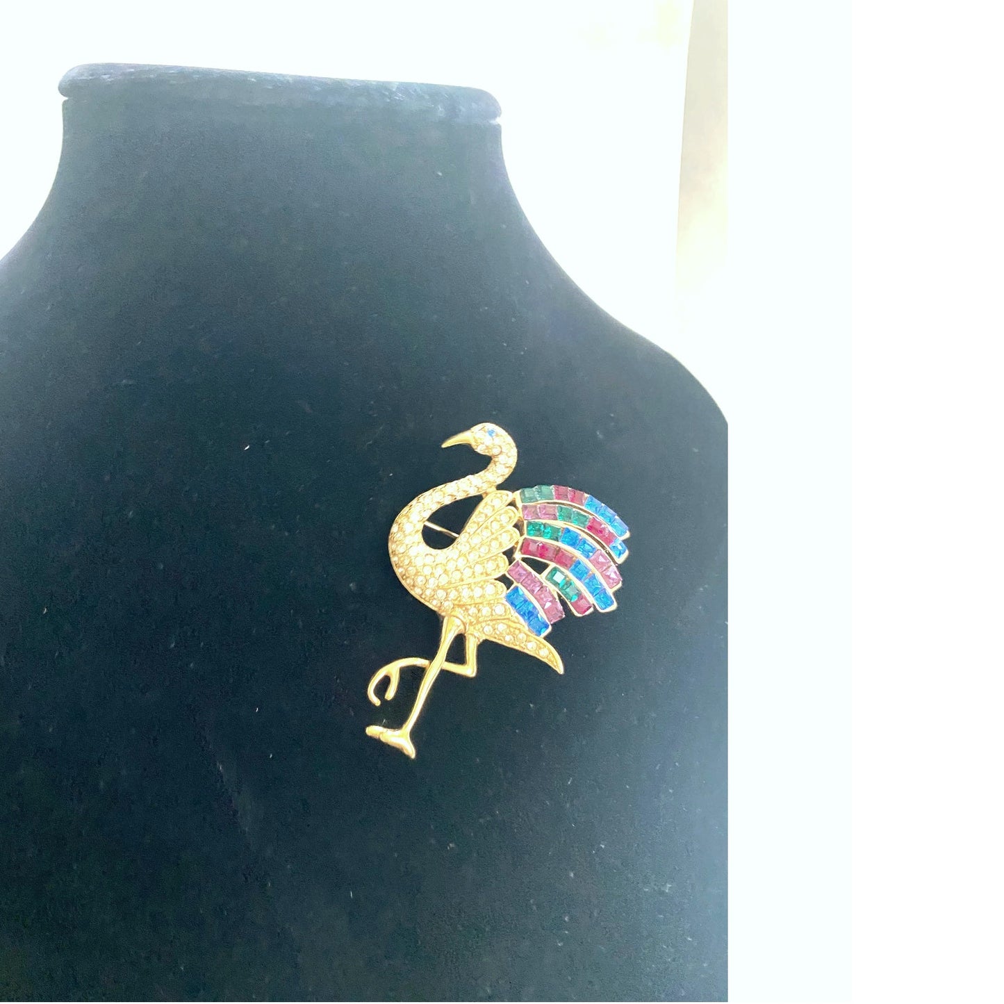 Vintage Gorgio Flamingo brooch, vintage Rhinestone pin