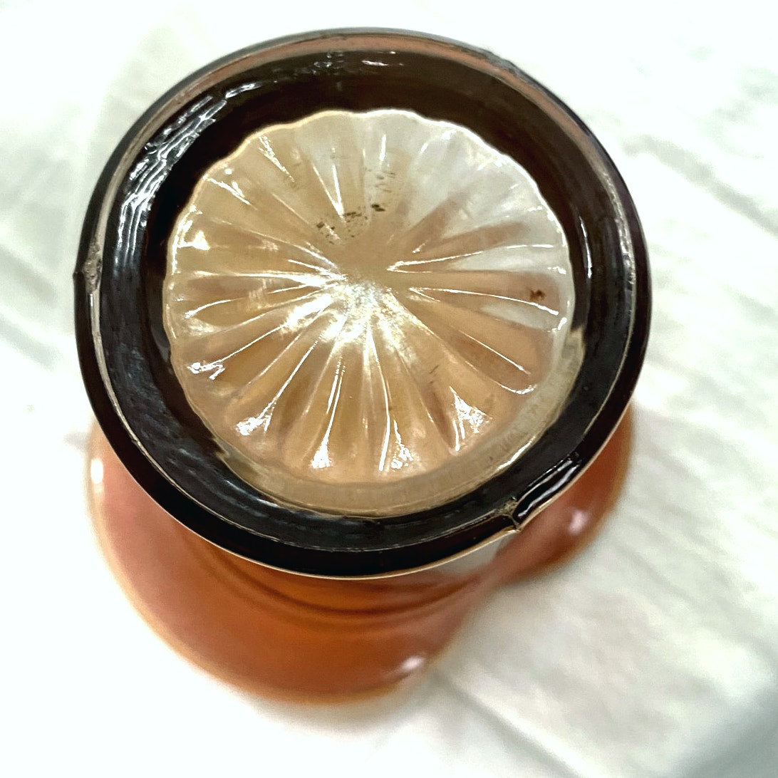 Marigold Carnival Glass Ruffled rim iridescent holder 4 inches high Vanity Decor