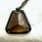 Smoky quartz, geometric pendant, necklace, gun metal chain, faceted jewelry