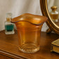 Marigold Carnival Glass Ruffled rim iridescent holder 4 inches high Vanity Decor