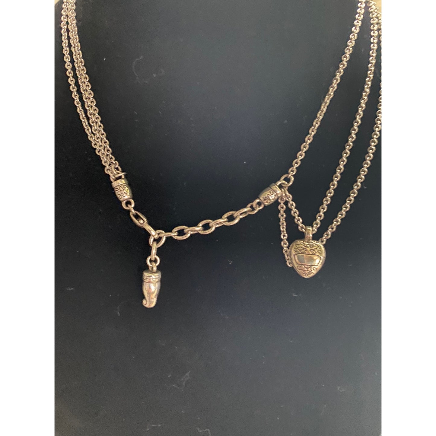 Brighton Silver 3 Strand Horsehoe Heart cross Necklace