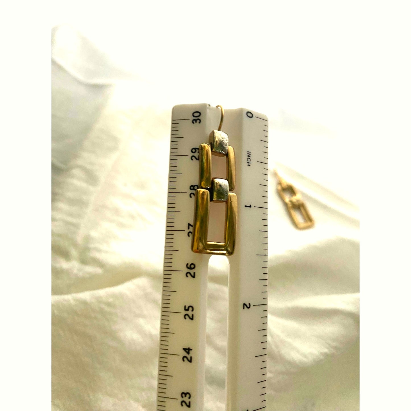 Modern geometric Gold Rectangle link earrings/Dainty dangle drop jewelry gift