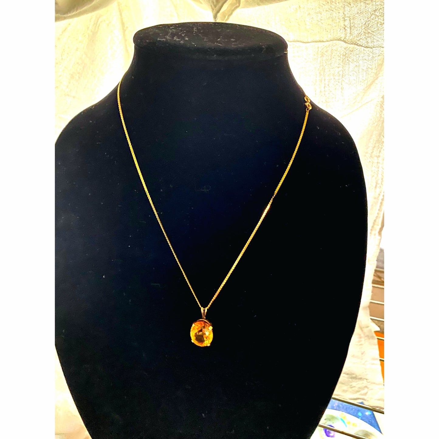 Gold Citrine Pendent Necklace November Birthstone Jewerly gift
