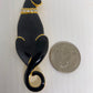 Trafari Black cat brooch Gold Plated black enamel rhinestones