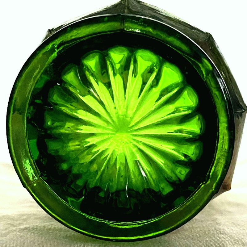 Vintage Imperial Helios Green Carnival Glass Three in one Pattern Iridescent Glass