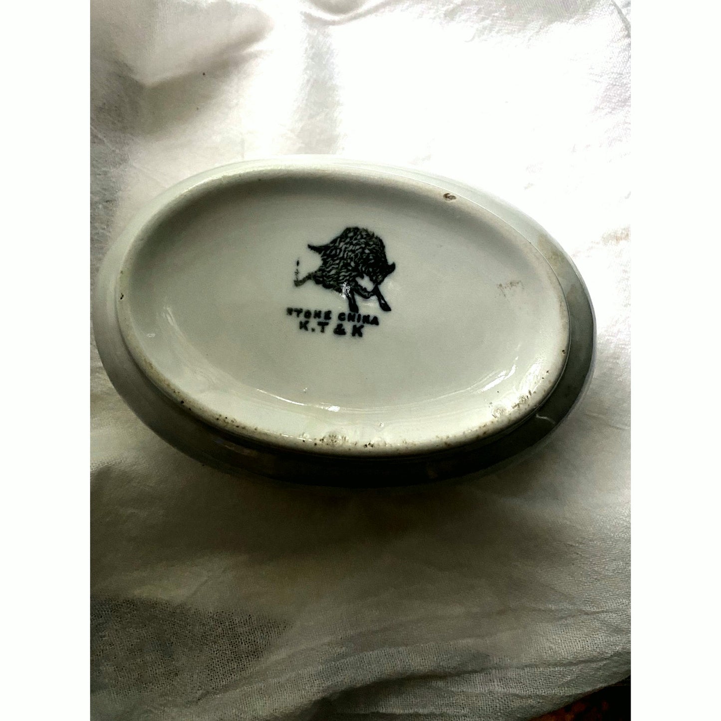 Antique K T K Stone China Boar Mark Knowles Taylor trinket box antique