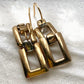 Modern geometric Gold Rectangle link earrings/Dainty dangle drop jewelry gift
