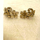 VTG Floral rhinestone clip on Earrings elegant 1950 Silver tone costume jewelry