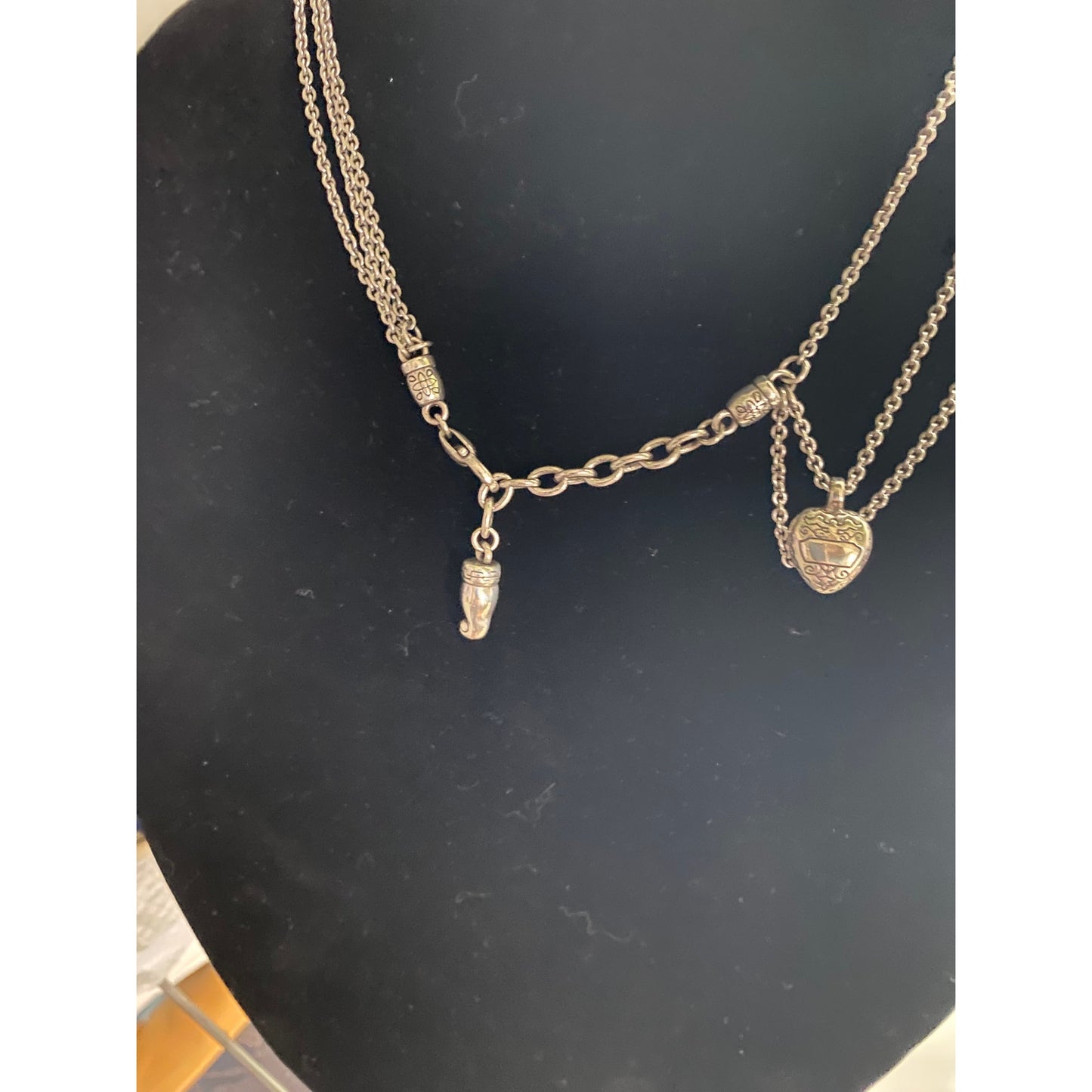 Brighton Silver 3 Strand Horsehoe Heart cross Necklace