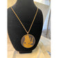 Large Vintage Egyptian Goddess Pendent Necklace-gold black medallion