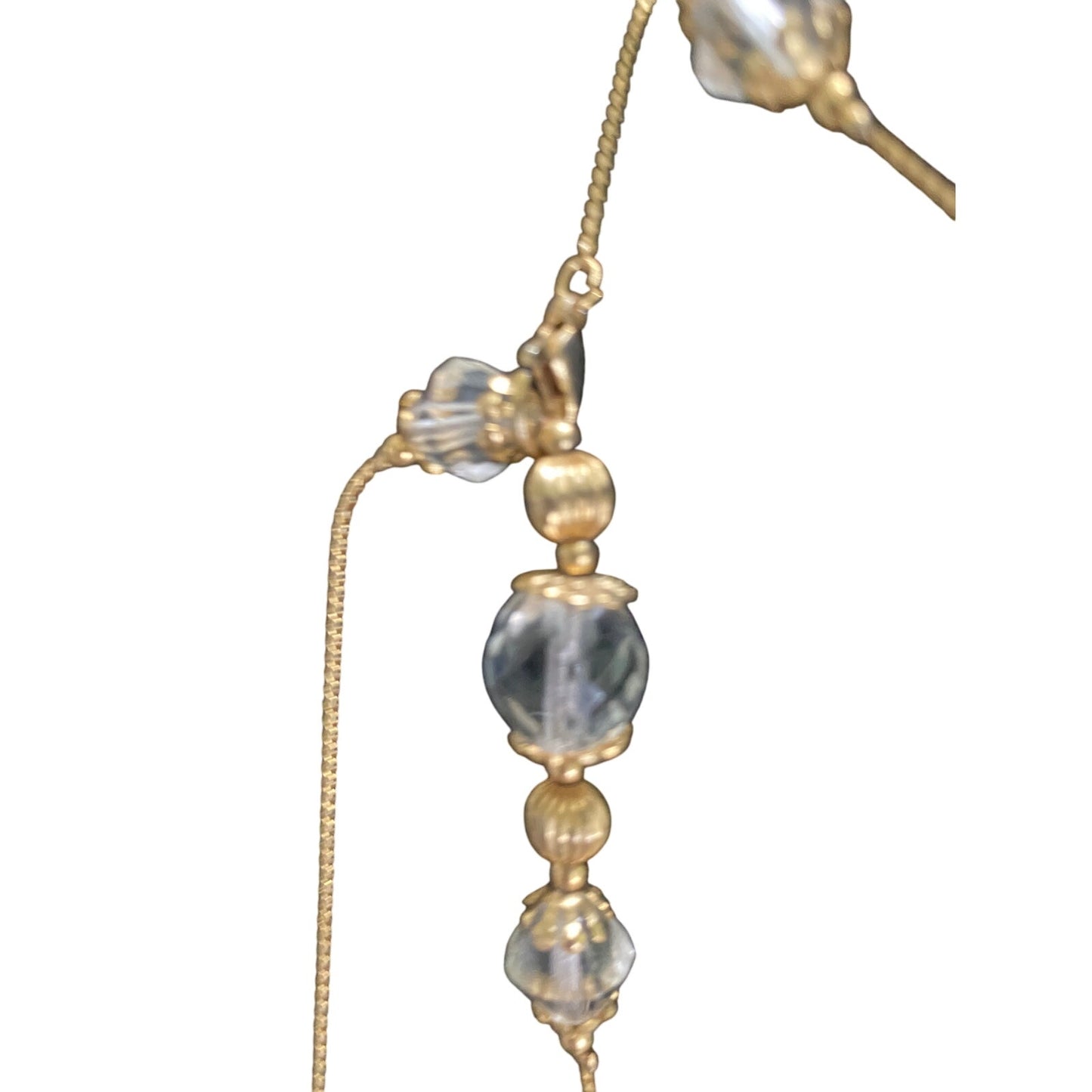 Vintage Gold and Crystal Beaded Necklace 47' long adjustable