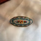 Italian Micro Mosaic brooch floral tiles Oval shaped gold plated metal Vintahe1940